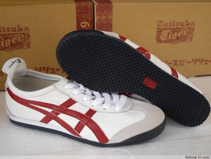 Onitsuka Tiger Mexico 66 Women White Red Shoes