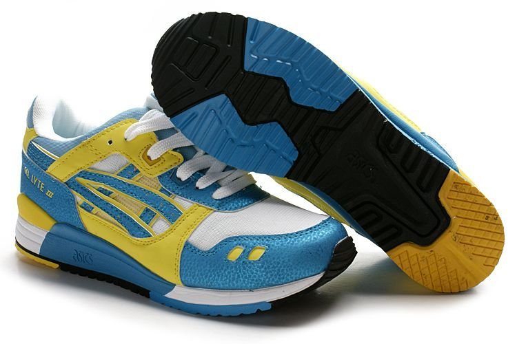 Asics Gel Lyte III Shoes Blue Yellow White For Womens