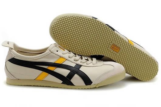 Asics Mexico 66 Shoes Beige Black Yellow For Womens