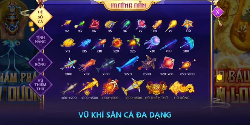 Bắn Cá Nhatvip - Sân chơi săn cá đẳng cấp 3 Vũ khí săn cá đa dạng